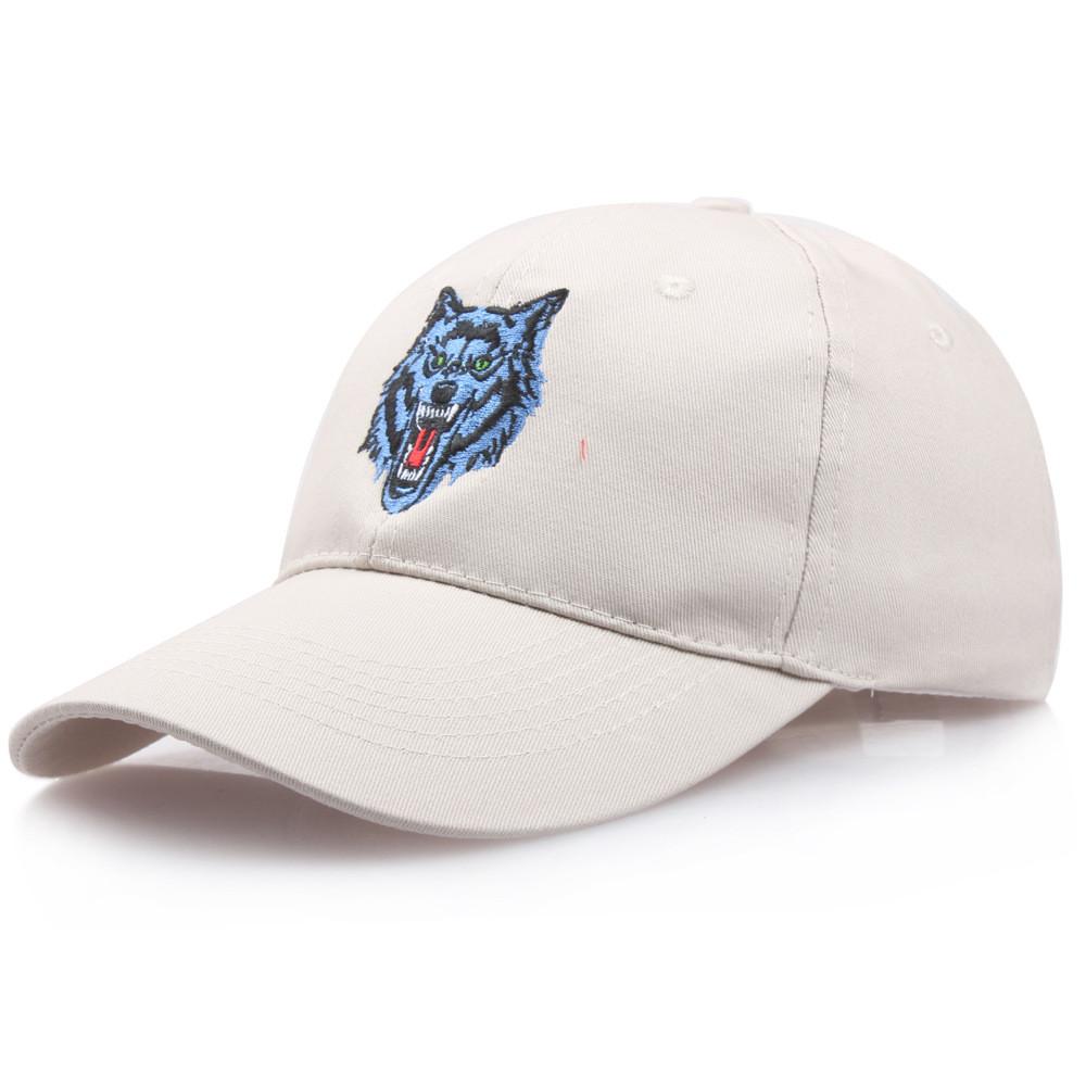 Head Blue Wolf Pattern Embroidered Baseball Caps Outdoor Sports Casual Hats