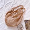 Yogodlns Casual Hollow Women Shoulder Bag Solid Color Large Capacity Summer Woven Beach Bag Foldable Handmade Crochet Tote Bag