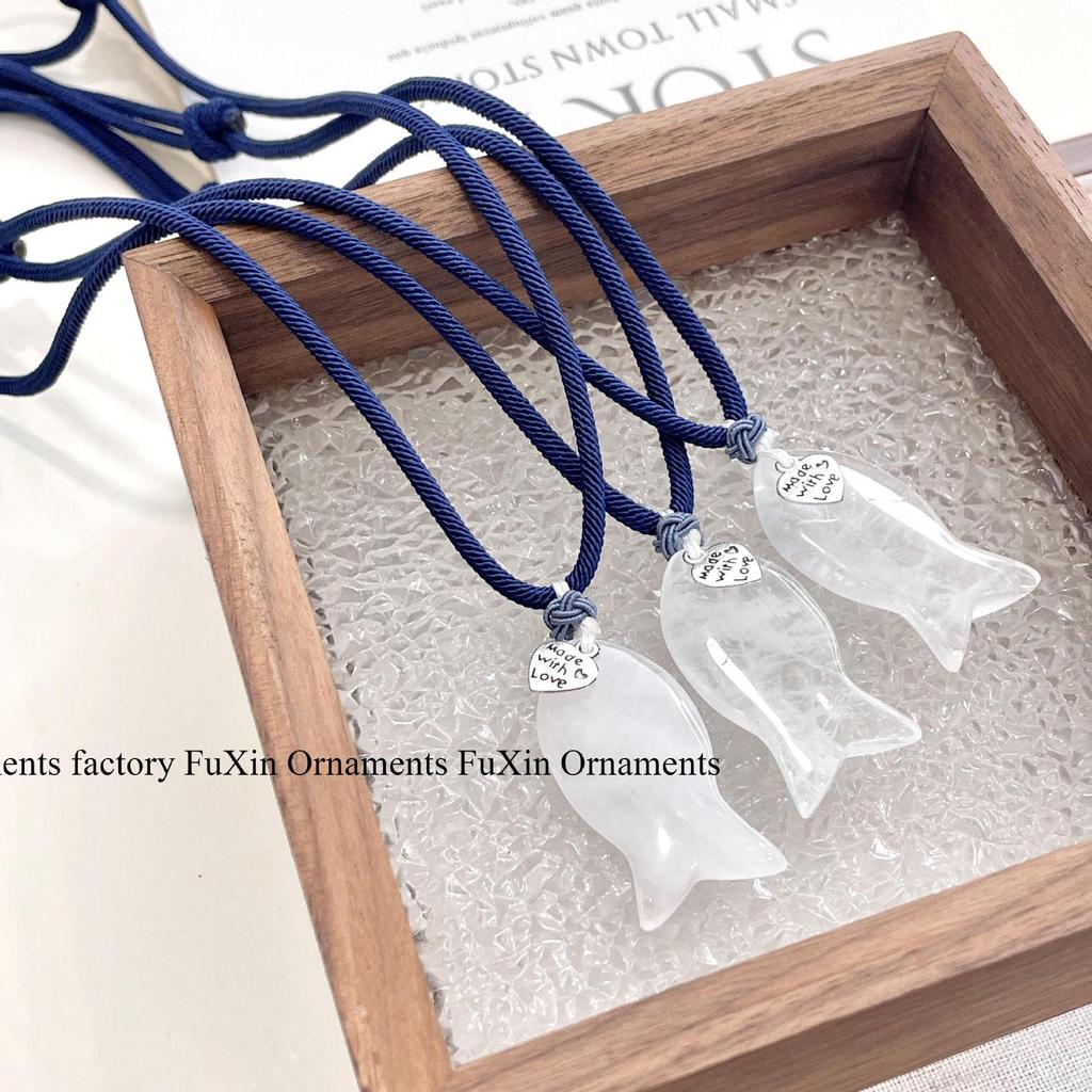 Sweet Crystal Fish Pendant Necklace - Cat Dried Fish Design, Versatile & Trendy.