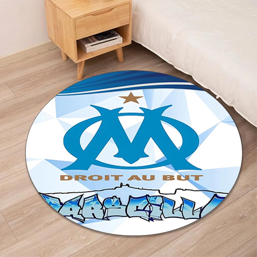 Olympique de Marseille Printed Round Rug Carpet Chair Rug Area Rug Entryway Doormats,for Office Chair Living Room Bedroom Kitchen Room.