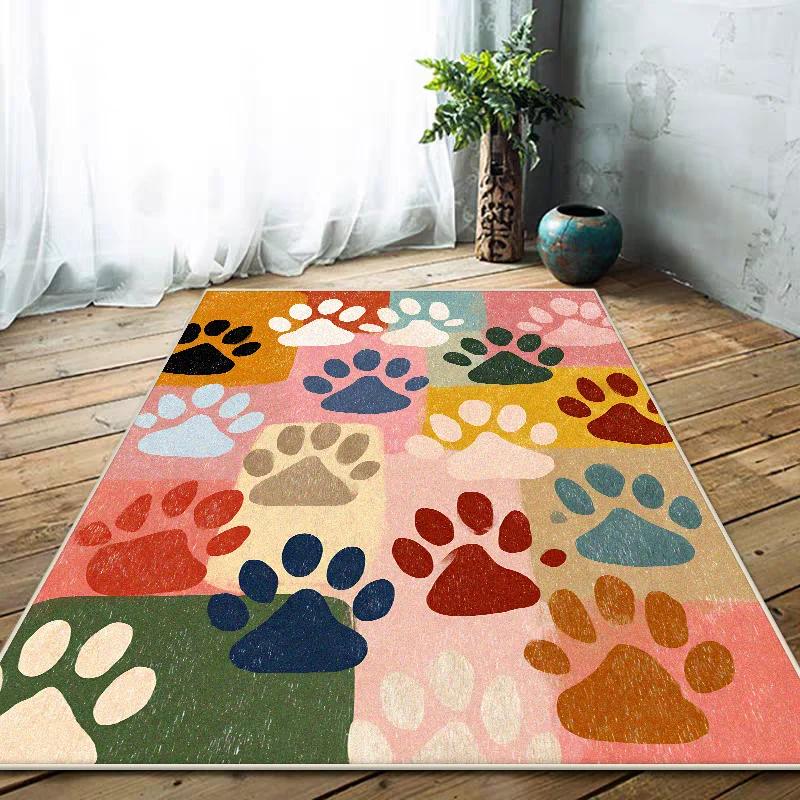 Cat Paw Print Area Rug – Soft Non-Slip Plush Mat for Bedroom, Living Room, Sofa Side, Kids' Play Area, Fluffy Home Decor Carpet