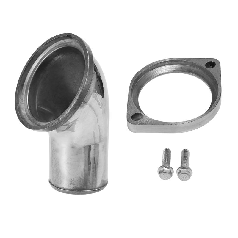 Authentic SBC BBC 45° Swivel Polished Water Neck Thermostat Housing For Chevy V8 350 454, Silver