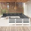 12 Piece Garden Lounge Set with Cushions White Pine Wood