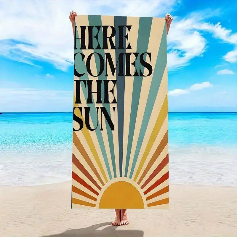 

Tropical Foliage Summer Greetings Beach Towel, Quick Dry for Yoga Fitness Travel Swimming Camping W30*H60(CM)