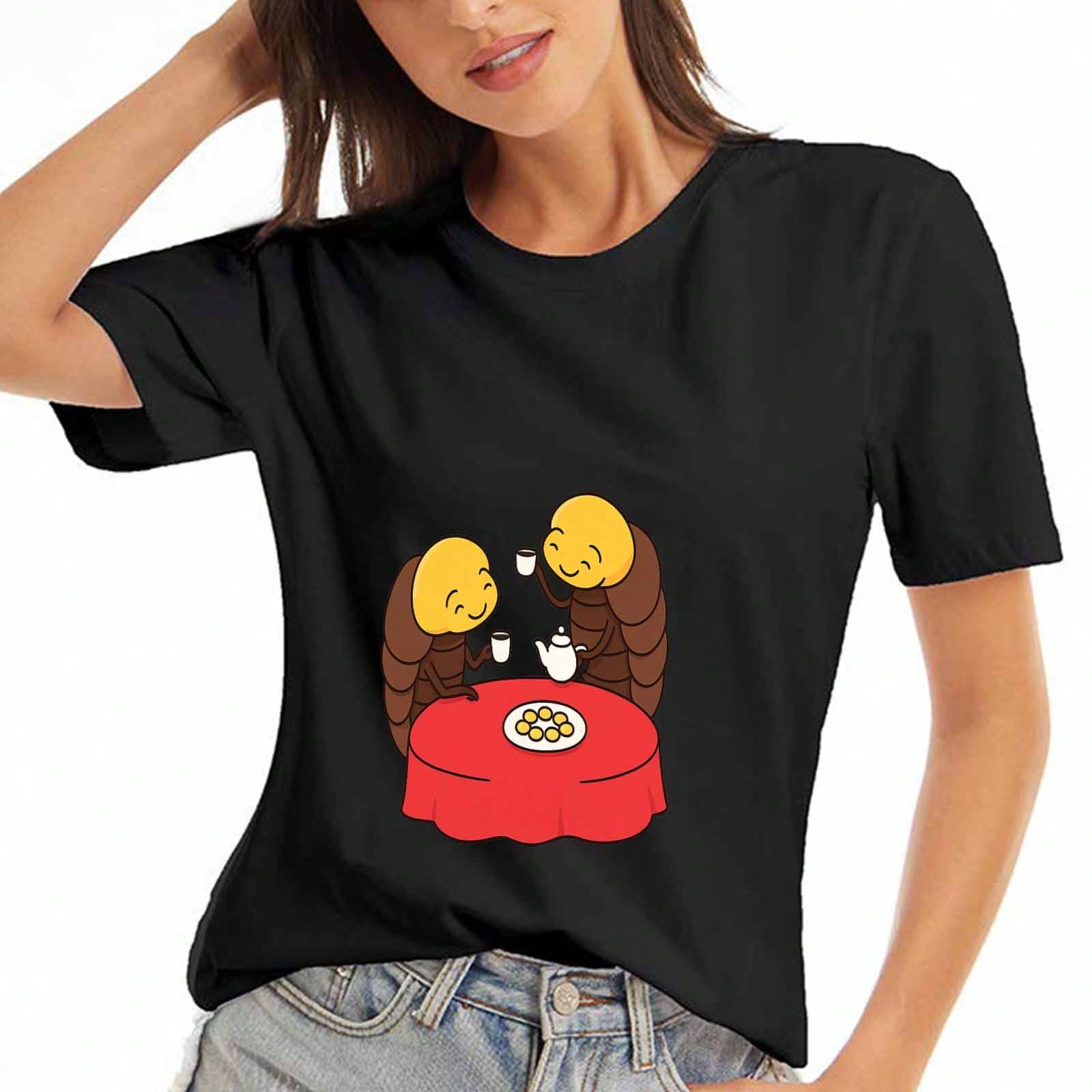 Clownfish Ladies  Cotton T Shirt, Pure Cotton HighQuality Print, Durable, Casual And Fashionable, Summer Cute Orange Fish Pattern, Comfortable And Bre S разноцветный