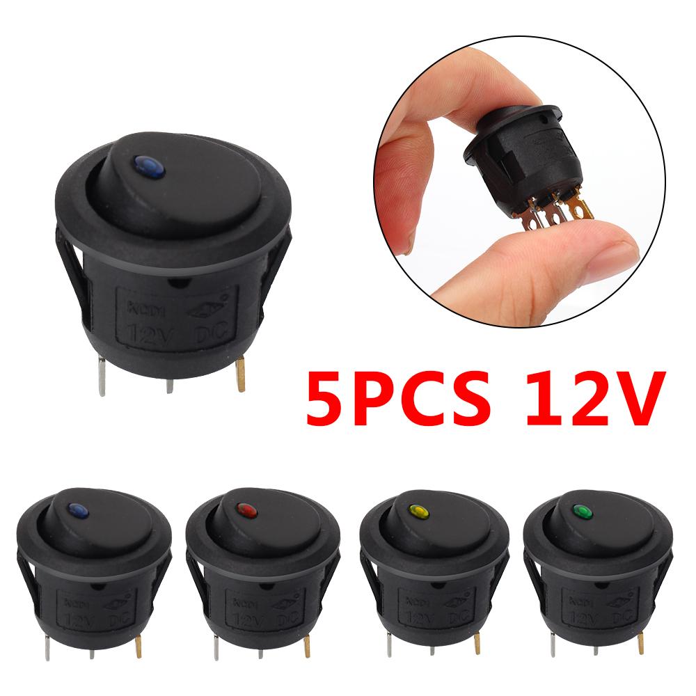 Luminescence Toggle Switches Waterproof 5Pcs/Set Round Rocker Dot Switch 12V ON/OFF LED Light Car Pushbutton Switch Switches4