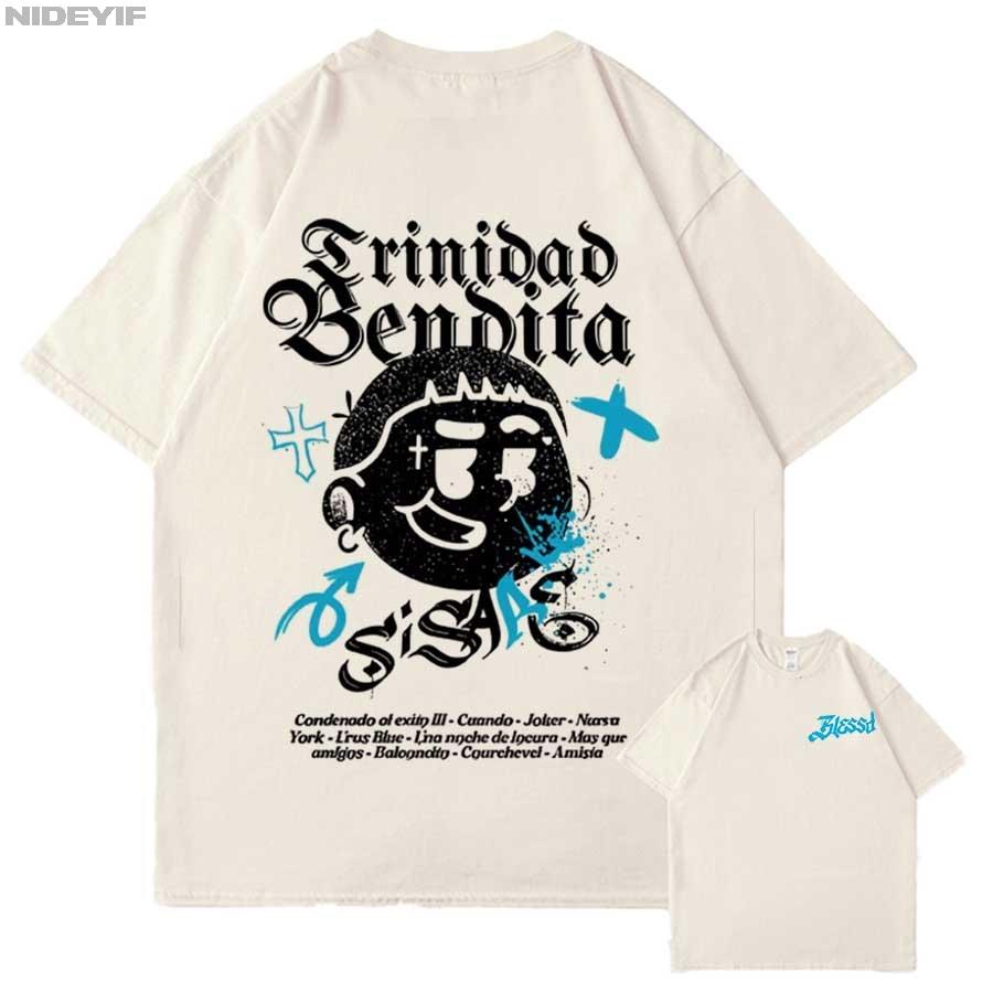 

Rapper Blessd Si Sabe Album 2025 Tour T shirt for Men Women Hiphop Streetwear Oversized Tops 100 Cotton TShirt 12231 S