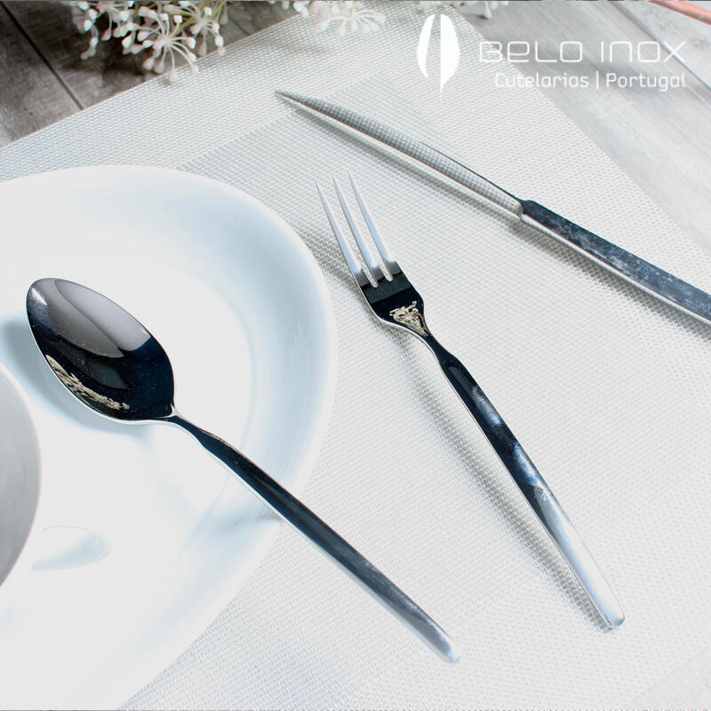 [belo inox] Platinum Titanium Silver Steak Spoon