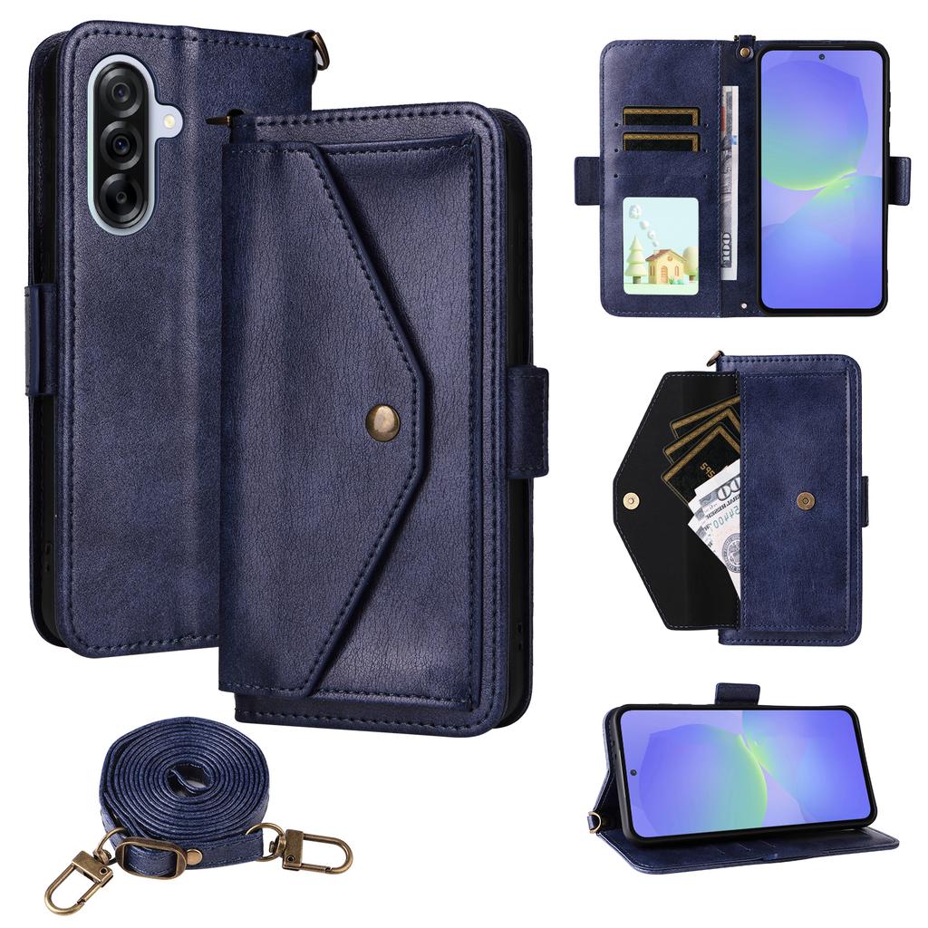 For Samsung Galaxy A36 5G Leather Case Magnetic Closure Wallet Stand Phone Cover with Crossbody Strap