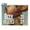 Thick Paper Monthly Organizer 2027 Beer Bellies Wall Calendar, Funny Men Photo Planner with Coil Decorative Binding for Home Office Bar Decor,