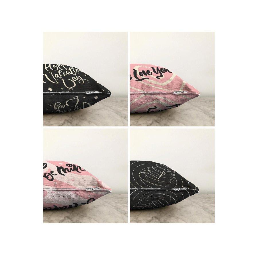 4-teiliges doppelseitig bedrucktes Kissenbezug-Set „Valentine's Day Concept“.