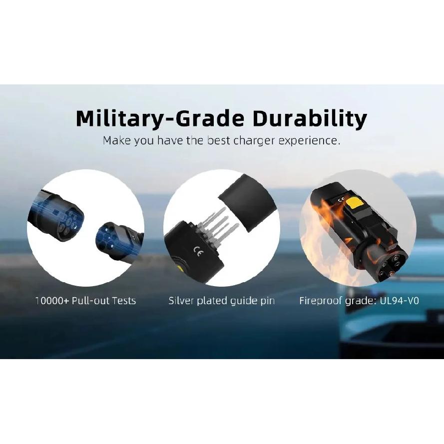 Type 2 to Type 1 EV Charger Adapter 32A Convert IEC 62196 Charger to J1772 Socket for Single-Phase Electric Cars