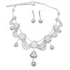 3pcs Fashionable Bride Necklace Zircon Set Imitation Zircon Necklace Earrings Set For Women's Wedding Banquet Accessories
