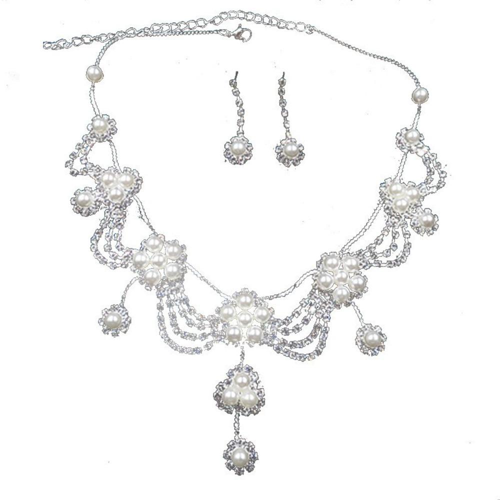 3pcs Fashionable Bride Necklace Zircon Set Imitation Zircon Necklace Earrings Set For Women's Wedding Banquet Accessories