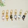 Cute Cat Keychain Cartoon Wagging Tail Cats Key Ring Metal Animal Pendant for Earphone Case Bag Accessories Pet Lover Gifts