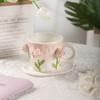Rose Ceramic Cup Small Fresh Flower Tea Cup Creative Coffee Cup Couple Milk Cup Ice Cream Cup