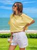 Womens Oversized Crop T Shirt Short Sleeve Workout Tee With Side Pockets