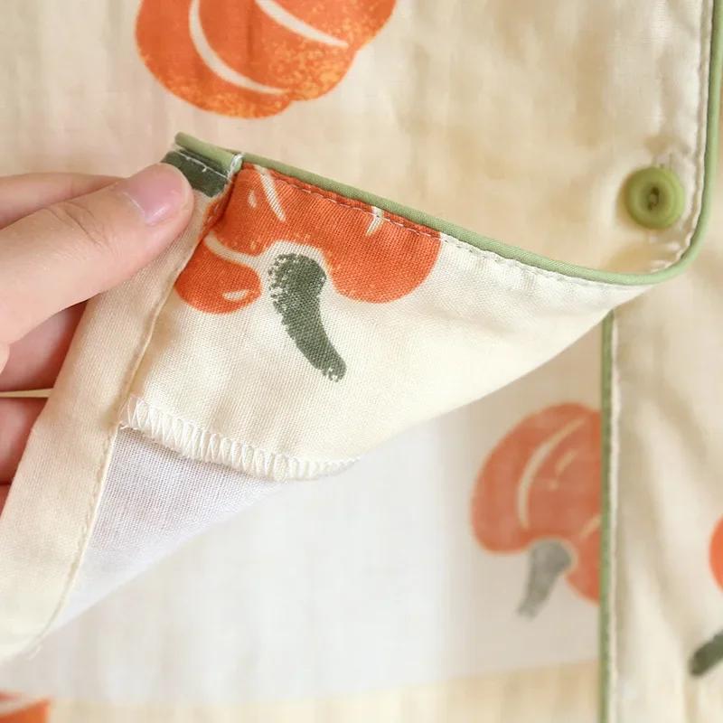 Spring/Summer  New Women's 100% Cotton Gauze Thin Long Sleeve Pants Two Piece Cardigan Homewear Set Sleepwear Pijama