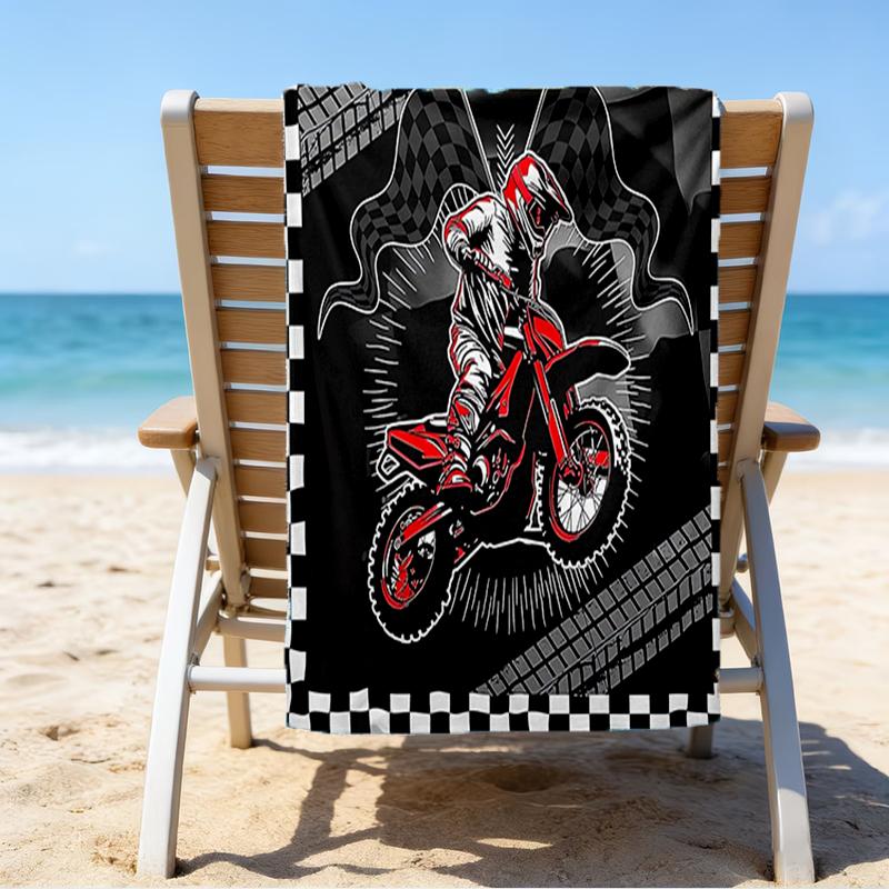 Serviette de plage ultra-douce sur le thème des motos tout-terrain, Idéale pour la piscine - le camping, la plongée - Essentiel de voyage parfait, Serviette de plage vibrante.