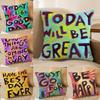 Creative Watercolor Words Cushion Cover Short Plush Doublesided Print Square Throw Pillow Covers Sofa Home Cushion Decor