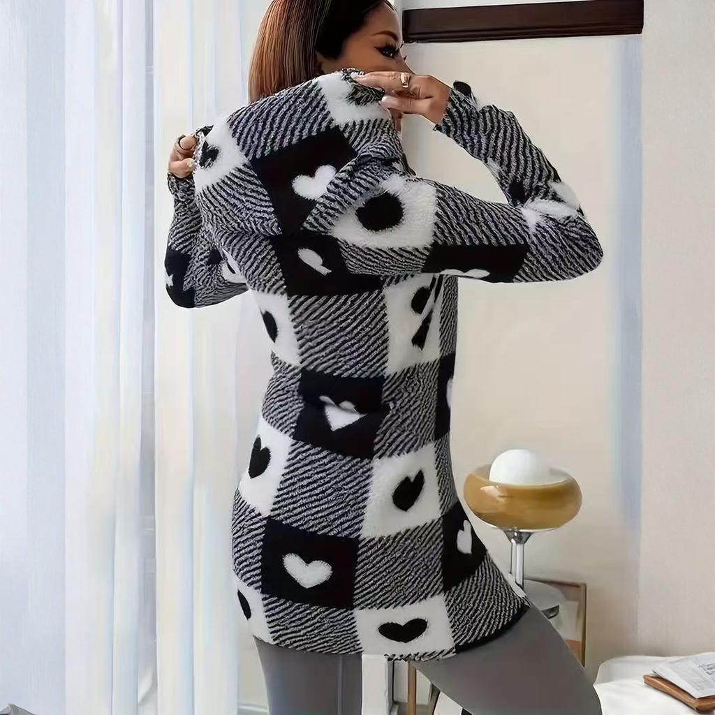Dame /vinter Lammeull Cardigan Hette Glidelås Fleece Fritidskåpe
