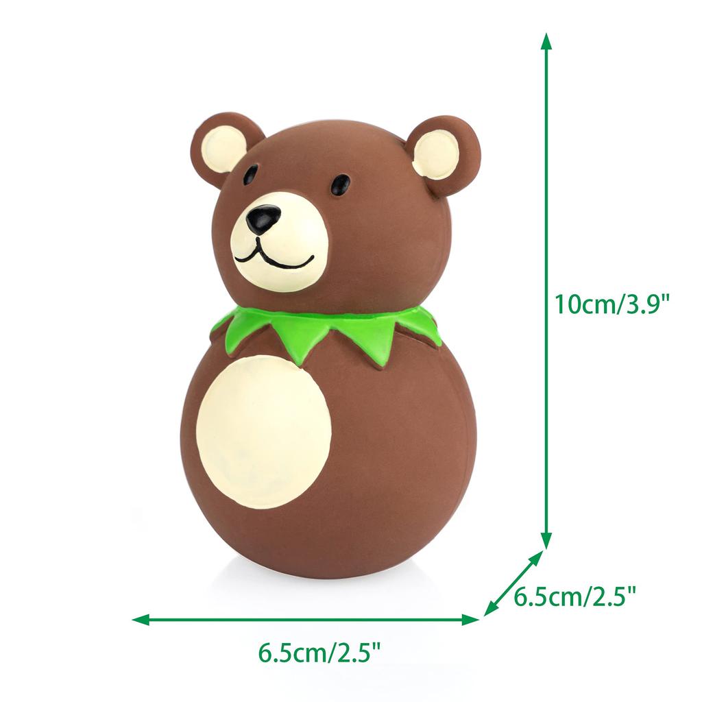 Chiwava Squeaky Latex Dog Funny Brown Bear Pet Interactive Play for Small and Medium Dogs 4-Piece Toys, Set,