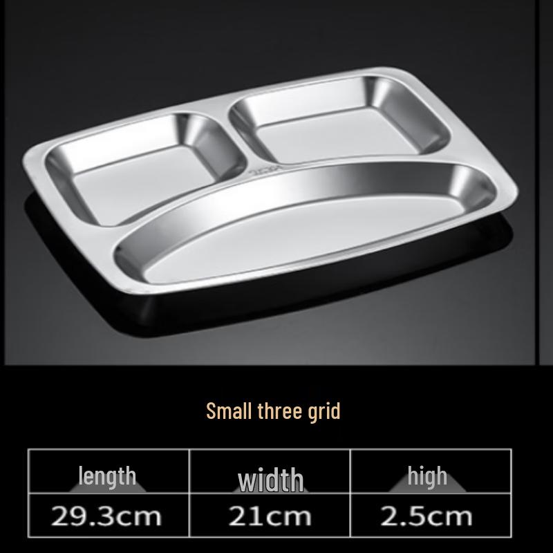 201 Stainless Steel 3-Compartment Rectangular Food Tray