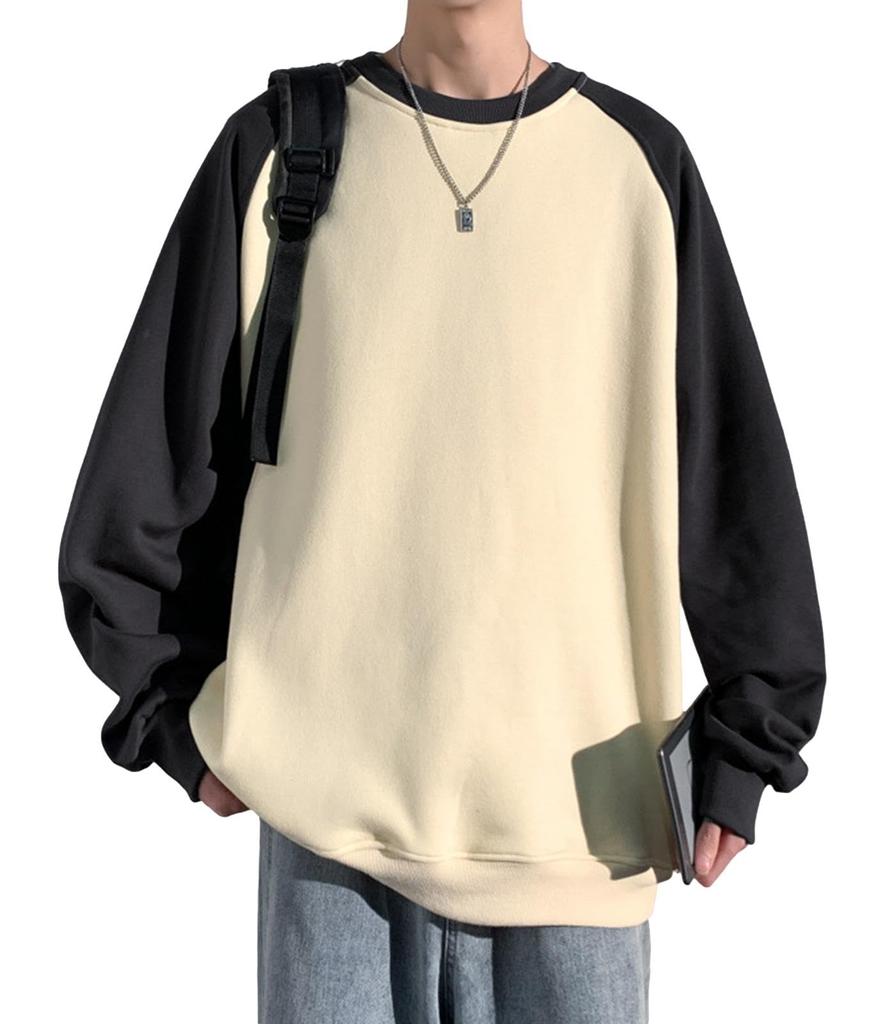 Raglan big brushed cold [ririka] sleeves, silhouette, oversized, loose, large, baseball, sports, lining, protection, sweatshirt, men's (M, charcoal)