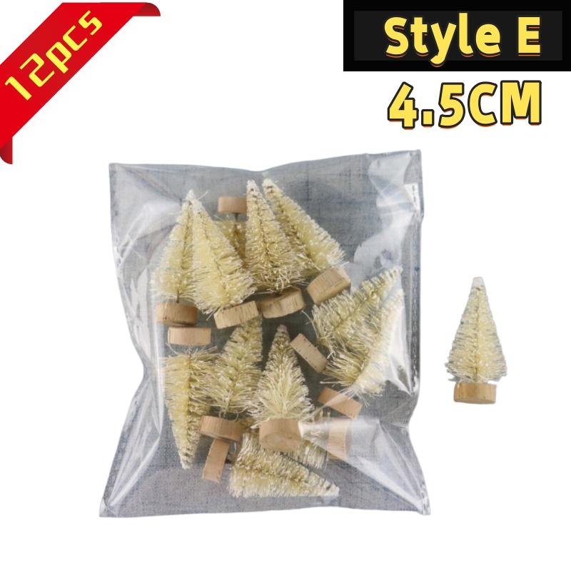12Pcs Mini Christmas Desktop Miniature Pine Tree Micro Landscaping 4.5/6.5Cm Sisal Silk Cedar Tree Ornamen Navidad Xmas Decor
