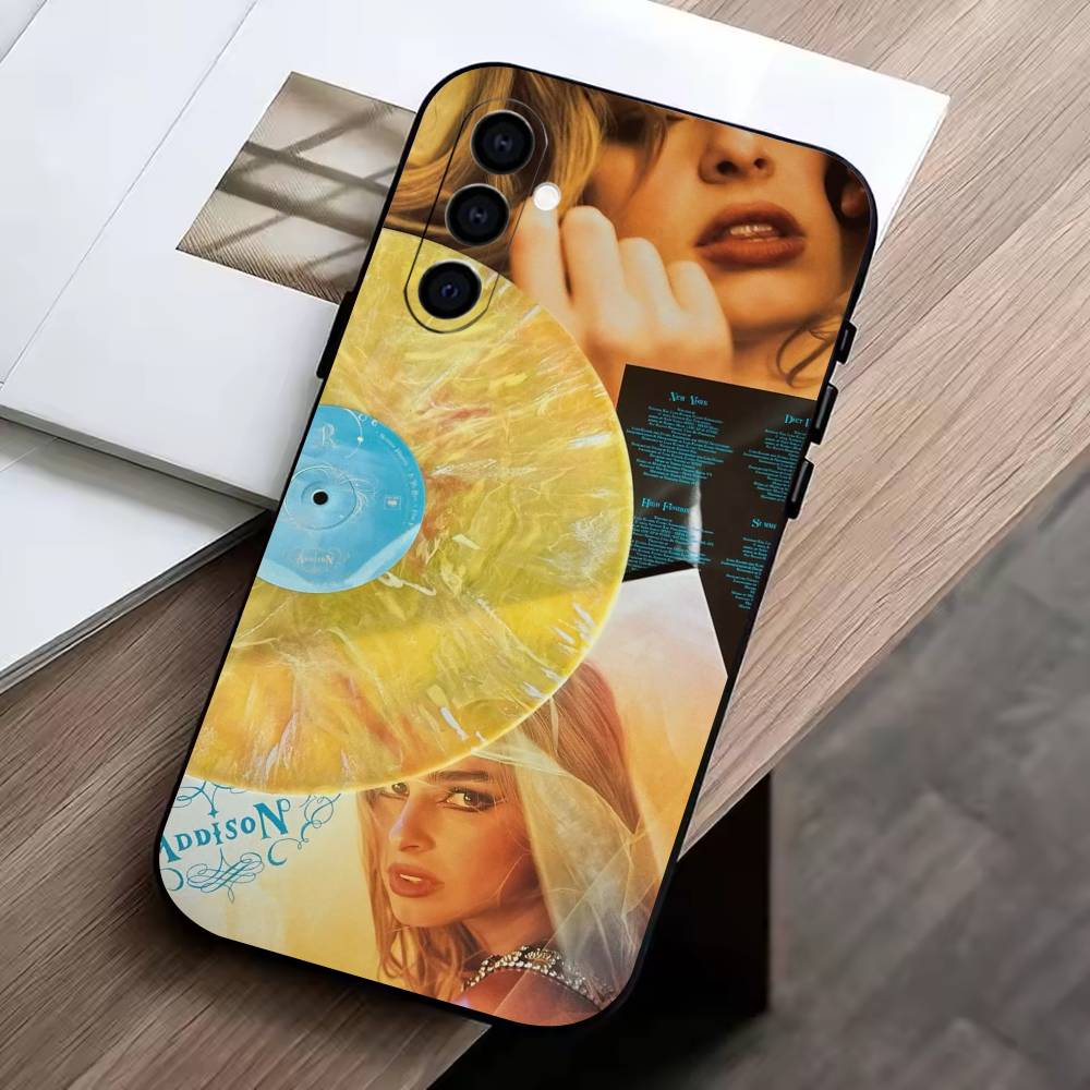 

Singer-Addison Rae Phone Case Black Silicone Soft For Samsung Galaxy A73,A72,A71,A70,A53,A52,A51 Samsung a31