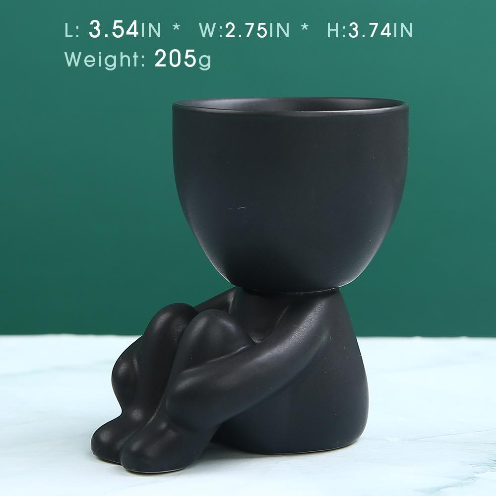 1 Pcs Nordic Ceramic Little Figure Flower Pot Succulent Plant Pot Creative Office Desktop Ornaments Home Decoration Plant Pot A