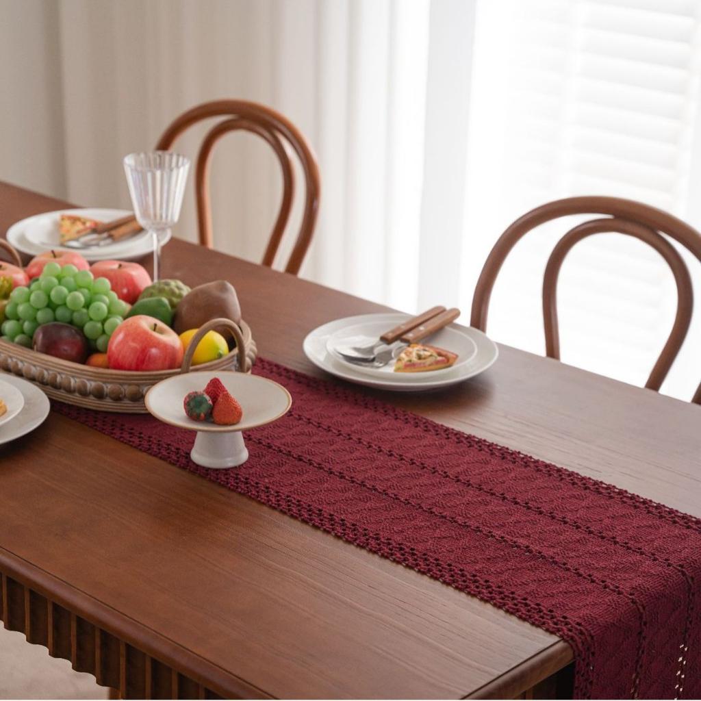 Solid Color Woven Tea Flag Hand Sewn Polyester Rectangular Table Runner and TV Cabinet Table Cloth Dining Table Wedding Decoration-1pcs
