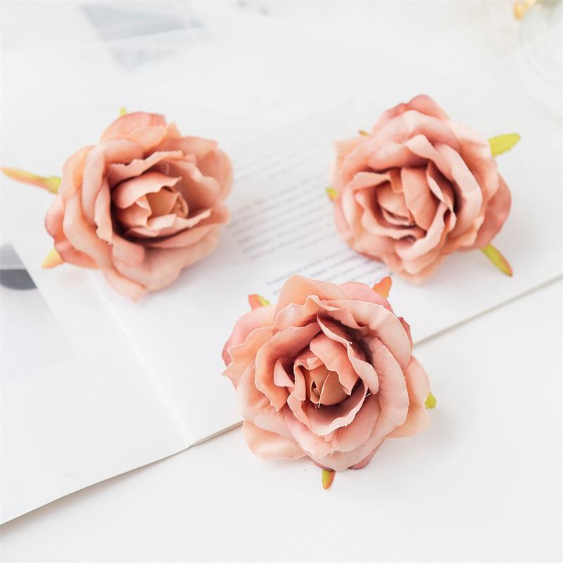 Gerollter Rand Rosenblütenkopf Handgefertigt DIY Künstliche Rosenblüten Peyote Hochzeitsblume Künstliche Requisiten Dekoration Künstliche Blumen