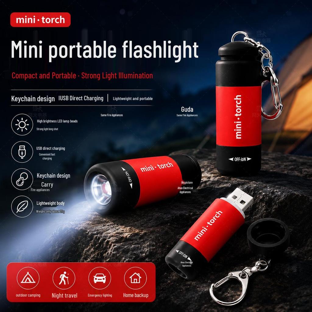 Tragbare Mini-LED-Schlüsselanhänger-Taschenlampe - USB-wiederaufladbar, Multifunktionale Stiftlampe für den Haushalt und den Außenbereich