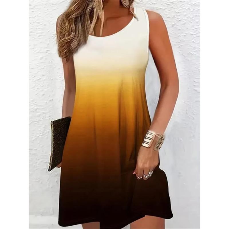 Fashion Print Women s Casual Loose Crew Neck Casual Dresses S