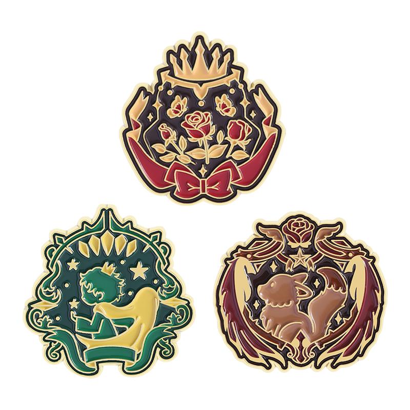 Prince and Rose Enamel Pins Custom Novel Animation Brooches Lapel Badges Clothes Punk Funny Jewelry Gift for Friends