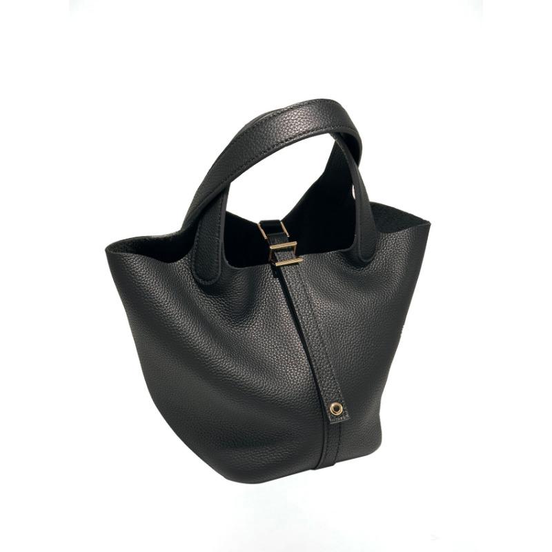 Vegetable Basket Handbag All Handmade Leather First Layer Cowhide Premium Versatile Bucket Bag Women's Bag