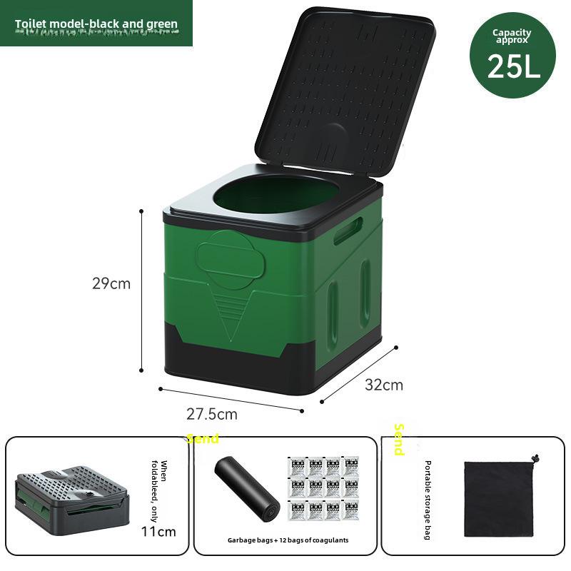 Toaletă Portabilă Pliabilă Inodoră pentru Camping, Autocălătorie și Urgențe - Potrivită pentru Adulți și Copii
