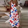 Women's Loose Independence Day Casual Slim V-neck Color Imitation Cotton Fashion Overalls Skirt