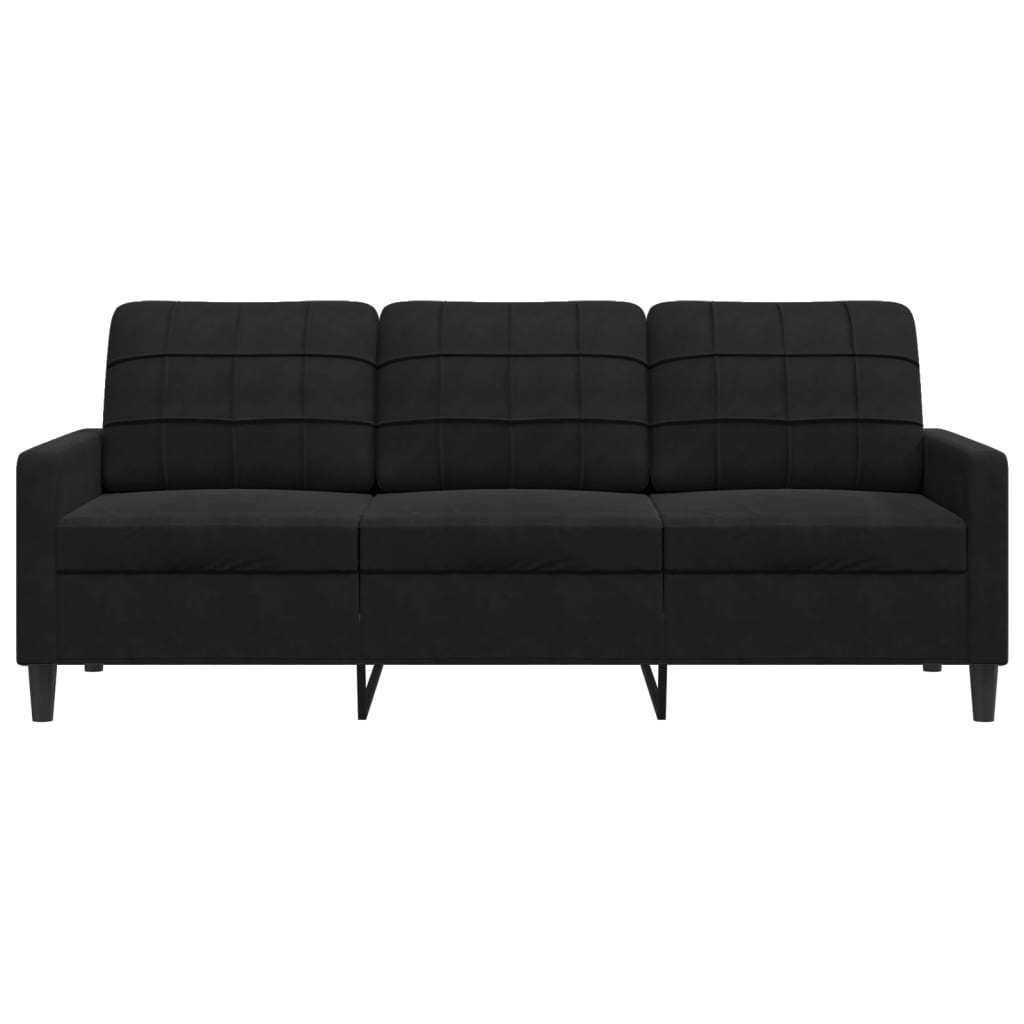 Vidaxl 3-Seater Sofa, Black, 180 Cm, Upholstered In Velvet