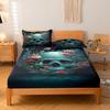 3-Piece Simple Modern Skull Animal Pattern Digital Printing Three Piece Fitted Sheet Set, Bedroom Printed Bed Cover Set, Bedding