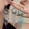Super Fairy Tassel Long Retro Earrings Women'S Summer Ethnic Vacation Style Stud Earrings Water Droplets Colored Rice Beads Beaded Earrings