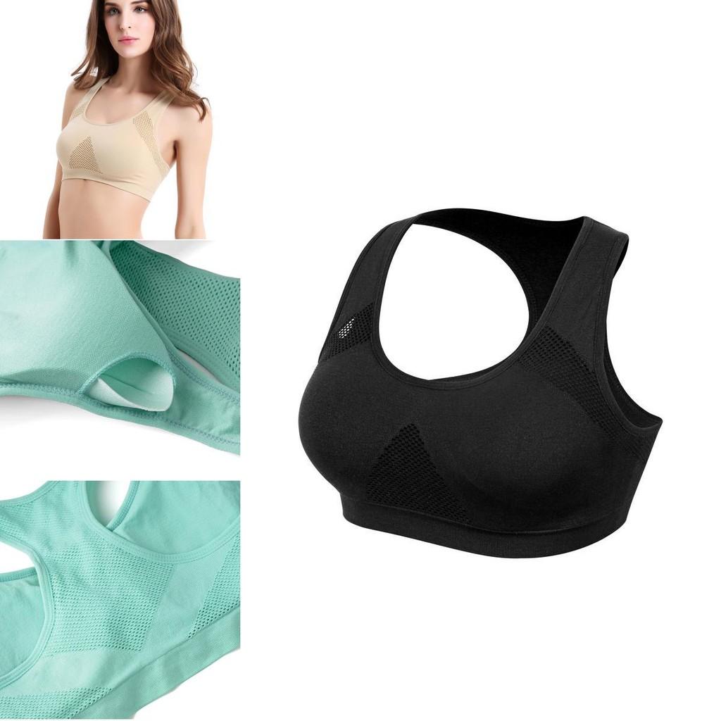 Women Breathable Padded Sports Bra With Hollow Out Design And Pure Color