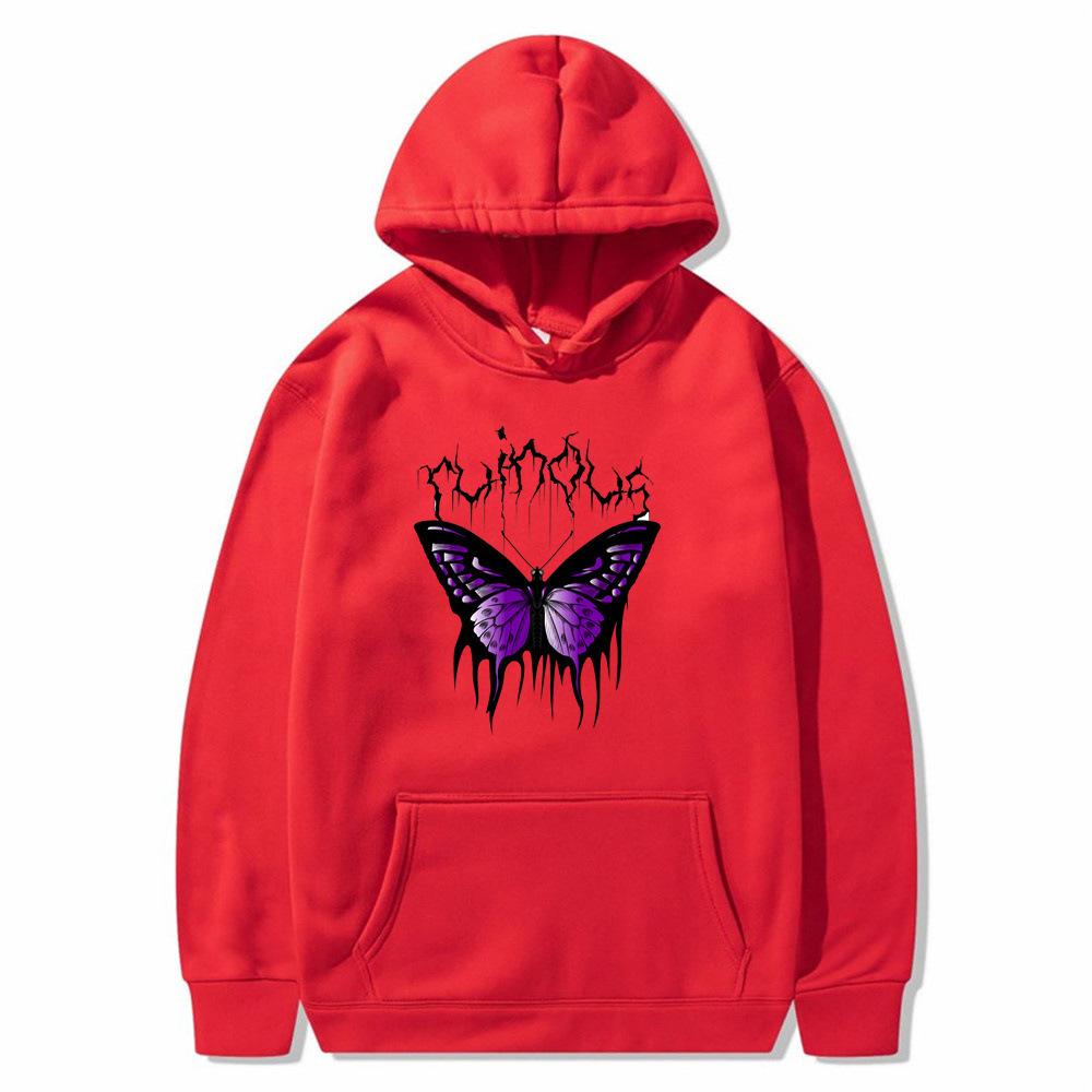 2025 Creative Butterfly Sweater Autumn and Winter Simple Long Sleeve Hooded Men's and Women's Couples Hoodie