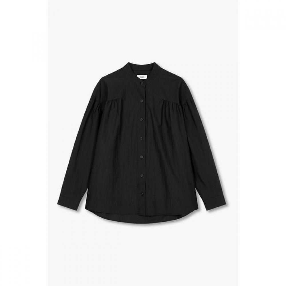 STUDIO TOMBOY Shirring Henley Neck Blouse Model  9105321114ar