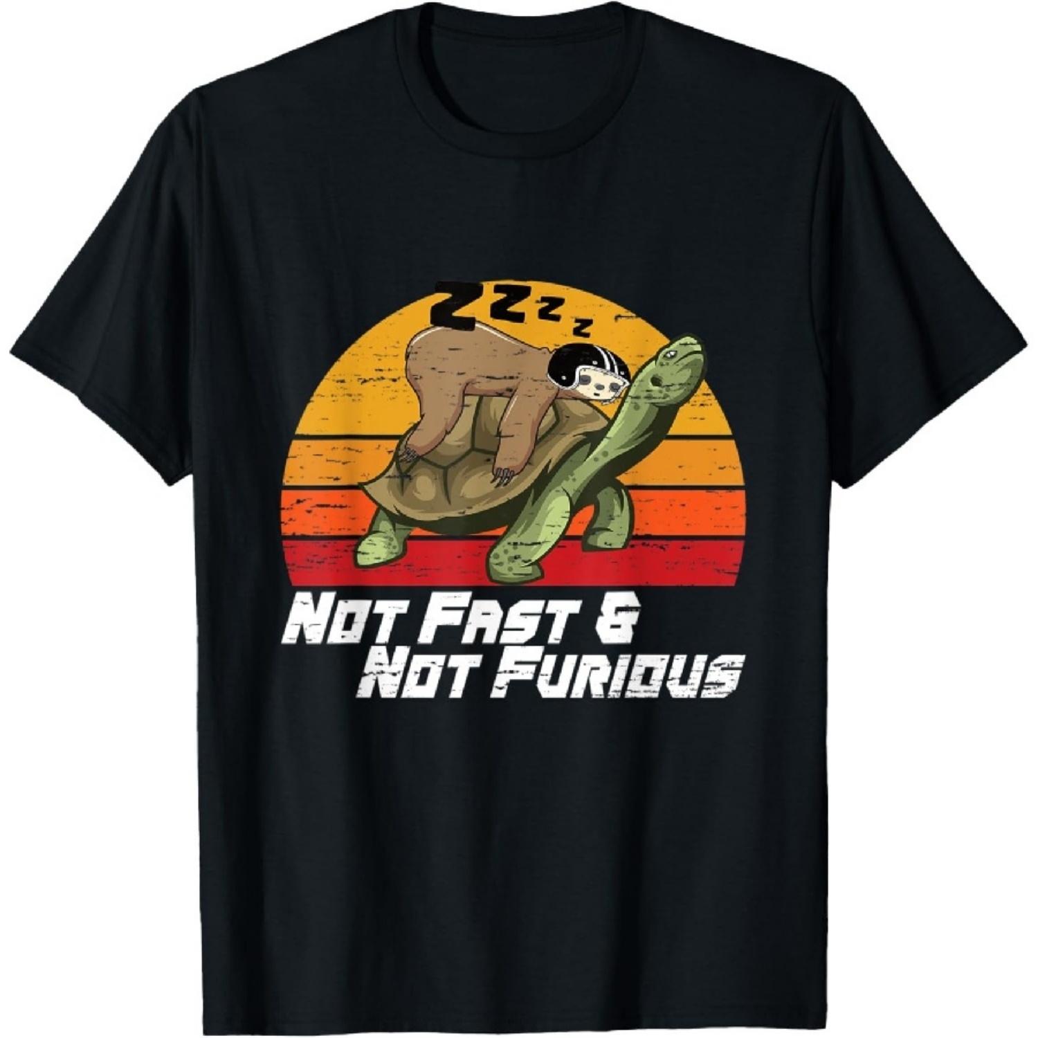 

Funny sloth design not fast not furious retro vintage T-Shirt XXXXXL чорний