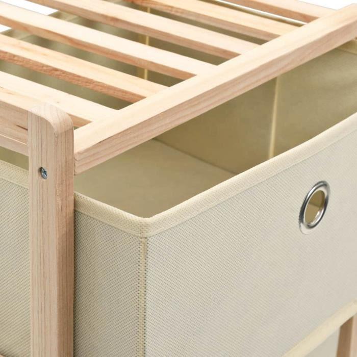 VidaXL Étagère de rangement 3 paniers non tissés Bois de cèdre Beige