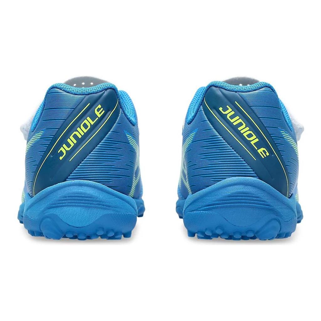 Asics Junior 6 TF Comfortable Durable Breathable Low Top Kids Soccer Shoes Blue Yellow Japanese Version Kids Soccer Shoes 1104A045-400