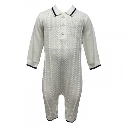 Pretty Green Baby Cable Knit Collared Romper
