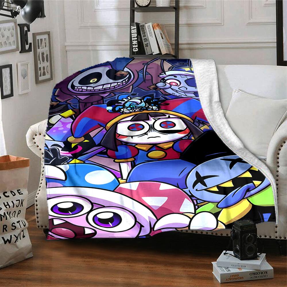 Digital Circus Blanket Comfortable Great for Picnics Seaside Office Chair Four Seasons Multipurpose Modern Gift for Travel Home Birthdays